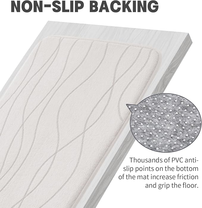 YIHOUSE Bathroom Rugs Set 5 Piece, Memory Foam Bath Mat White | Ultra Soft, Absorbent, Non-Slip, Machine Washable, for Bathroom, Sink and Toilet