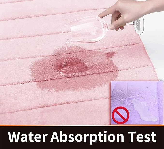 Yimobra Bathroom Runner 60"x24", Non Slip Memory Foam Bath Mat, Super Soft Water Absorbent Hallway Carpet, Machine Washable Rug for Vanity Tub Shower, Pink