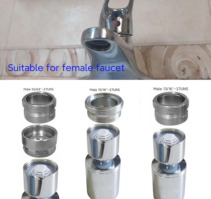 Big Angle Rotate Kitchen Sink Faucet Aerator,kitchen faucet nozzle aerator,faucet extender, 360 degree swivel sprayer for sink tap head.(80° Angle 3 adapters)