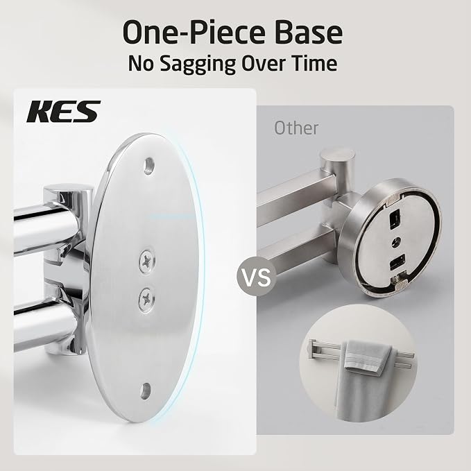 KES Swivel Towel Bar for Bathroom 9-Inch Kitchen Swing Out Double Towel Bar 2-Arm Kitchen Wall Mounted SUS 304 Stainless Steel Polished, A2106S23