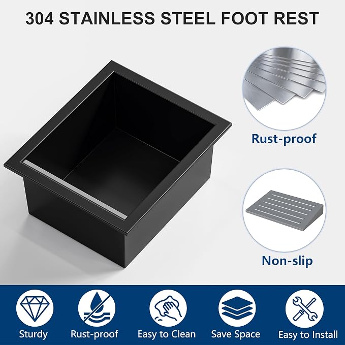 Neodrain Shower Foot Rest for Shaving Legs, 304 Stainless Steel Niche for Shower Wall, Recessed Shower Step for Shaving Legs, Wall soap Holder, Bathroom Foot Rest (Matte Black, 6.7" x 6")