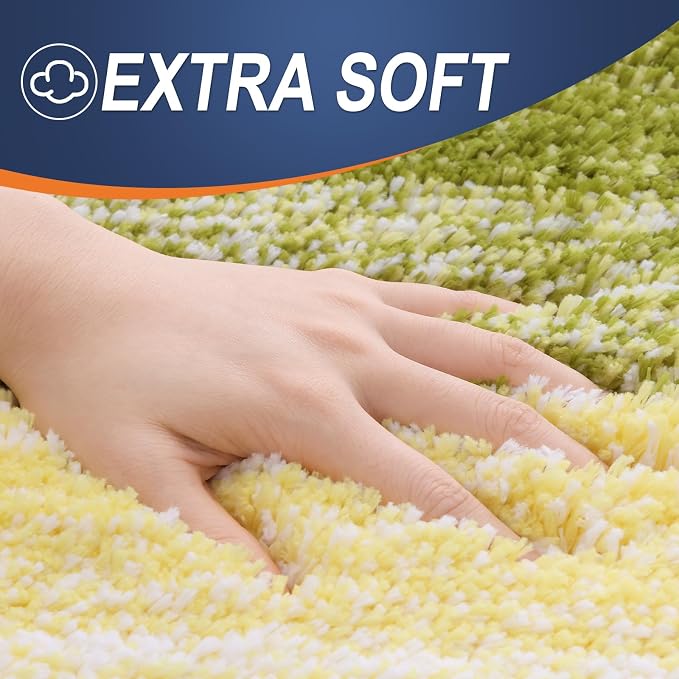 OLANLY Micorfiber Bathroom Rug Set 2 Piece, 47"x20"+24"x16" | Olive Green, Soft Absorbent Bath Rug Set, Non-Slip, Machine Wash Dry, Plush Shaggy Bath Mats for Bathroom