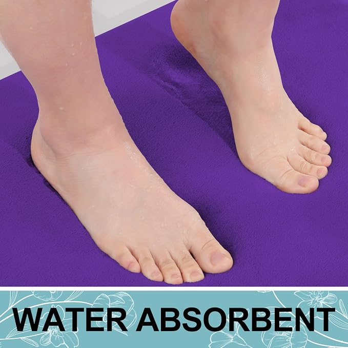 Smiry Memory Foam Bath Mat 36x24, Extra Soft and Absorbent Bathroom Rugs | Deep Purple, Quick Dry Machine Washable Non-Slip Bath Mat for Bathroom Floor, Shower and Tub
