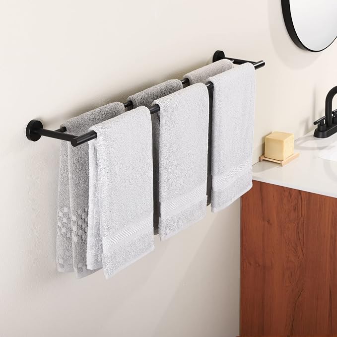 KES Double Towel Bar 33.6 Inch, Bathroom Towel Rack Towel Rod SUS304 Stainless Steel Rustproof Wall Mounted Matte Black, A2001S86-BK