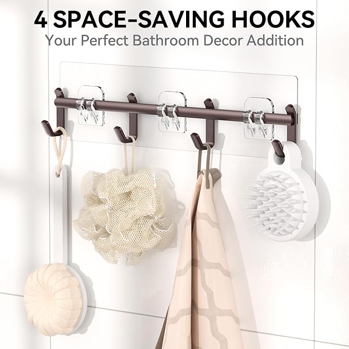 Shower Caddy Adhesive, Rustproof Shower Organizer with Soap Holder, Large Capacity Shower Shelves for Inside Shower, No Drilling Bathroom Organizers and Storage for Home Decor（6 Pack Bronze）
