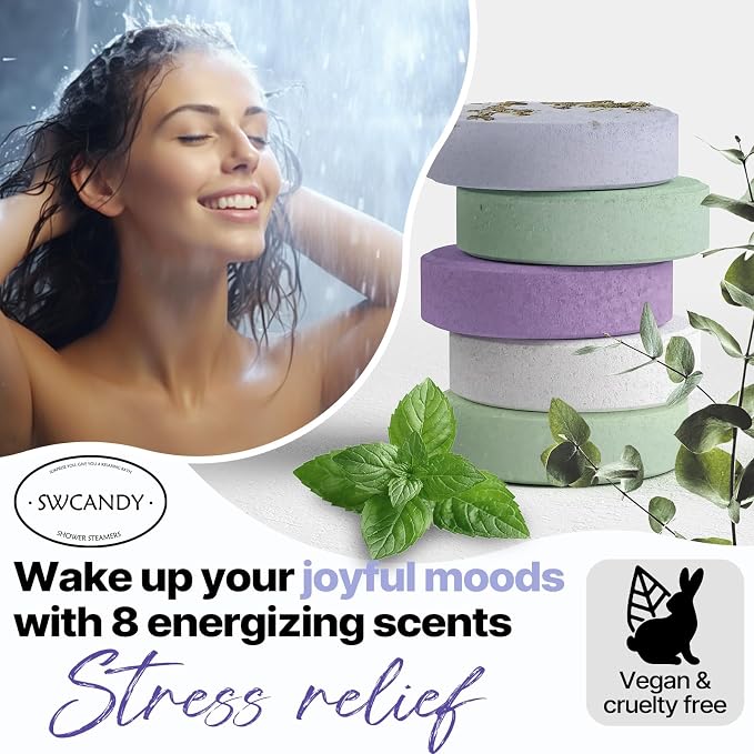 SWCANDY Shower Steamers Aromatherapy Gifts for Women 8 Pcs Shower Home Spa | Birthday Gifts for Mom Wife Grandma Sister Her Natural Essential Oils Travel Essentials, Hotel Holidays Self Care Relaxation