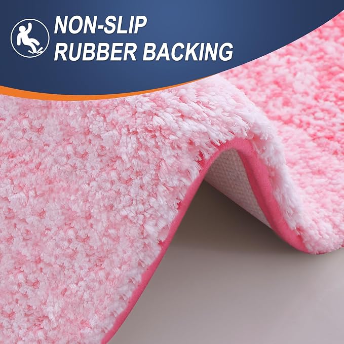 OLANLY Large Bathroom Rugs 44x32, Extra Soft Absorbent Microfiber Bath Rugs | Pink, Non-Slip Quick-Drying Rubber Backing, Machine Washable Plush Bath Mat for Floor, Tub and Shower, Home Decor Accessories
