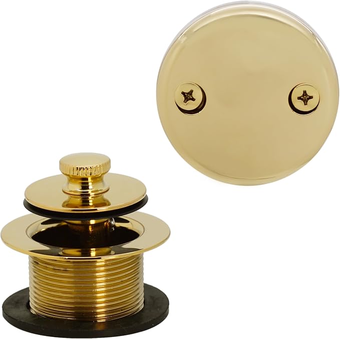 Westbrass Twist & Close Tub Trim Set with Two-Hole Overflow Faceplate, Polished Brass, D94-2-01