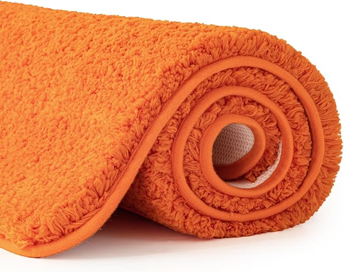 MIULEE Fall Orange Bathroom Rugs Set 2 Piece Small Soft Bath Mats 16x24 in | Soft Absorbent Microfiber Bath Rugs, Non Slip, Quick Dry, Fluffy Bath Rugs for Bathroom Floor Tub Showers, Machine Washable