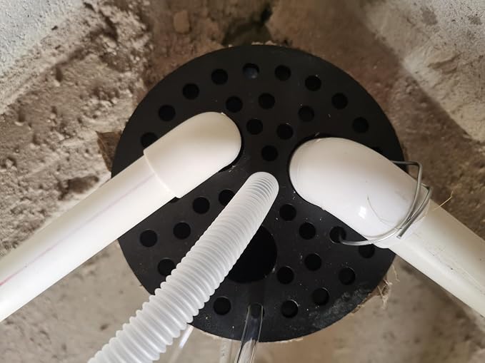 6-1/2 inch Drain Cover with Integrated Ports, Floor Drain with Removable Round Disc, 6.5" Garage Drain Cover Replacement Solution, Floor Strainer, 1PCS