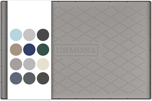URMONA 34" x 19" Waterproof Silicone Mat in Multiple Sizes & Colors, Under Sink Mat for Kitchen & Bathroom, Pet Food Pad for Dogs & Cats, Kitchen Cabinet Liner, Multi-Purpose for Storage(Beige)