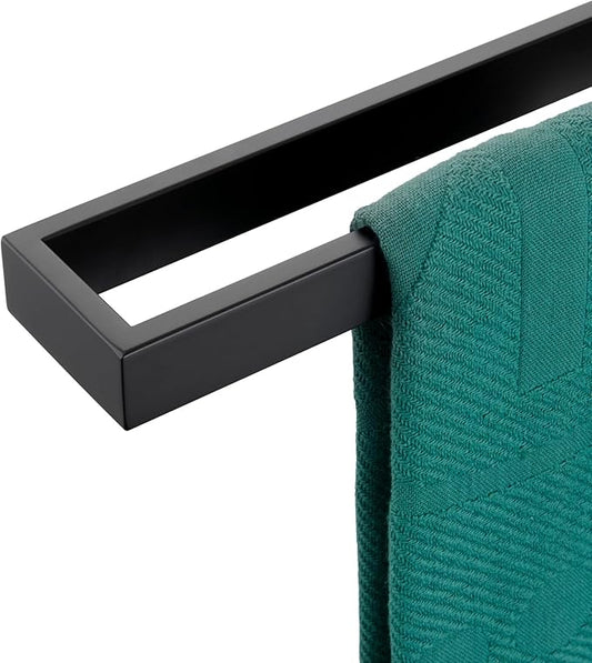 KOKOSIRI Towel Bar Matte Black Bath Towel Holder 16-Inch Kitchen Rack Stainless Steel for Bathroom Hardware Wall Mounted, 1 Pack B4008BK-L16