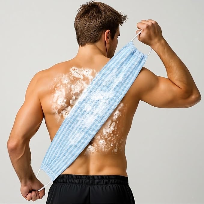 Dual-Textured Exfoliating Washcloth Towel - Back Scrubber for Use in Shower Bath, Exfoliating Body Scrubber Exfoliator, Japanese Exfoliate Loofah Lufa Sponge Wash Cloth for Women Men