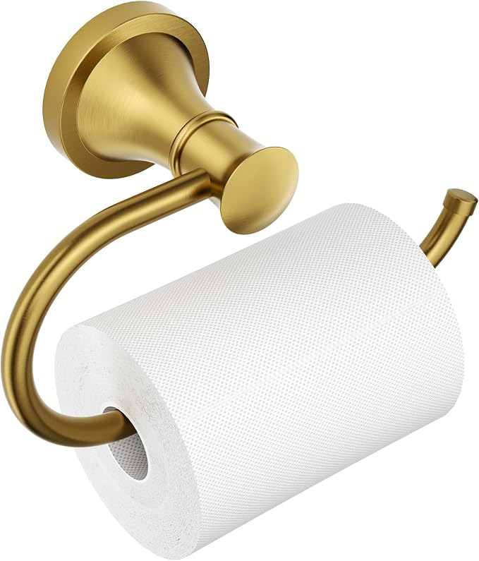 BESy Brushed Gold Toilet Tissue Paper Holder Brushed Gold Bathroom Accessories Toilet roll Paper Hanger, Wall Mounted, Rustproof