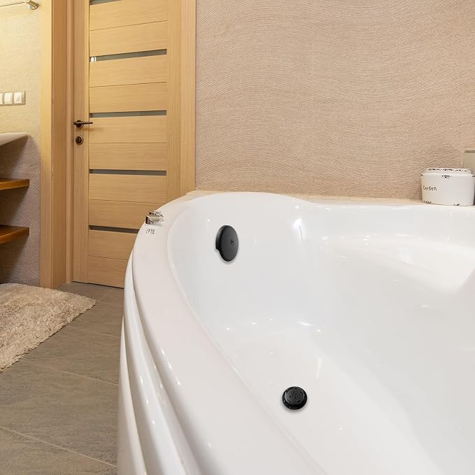 Single Hole Bathtub Drain Overflow Plate with One Matching Screws, Easy to Install, Matte Black