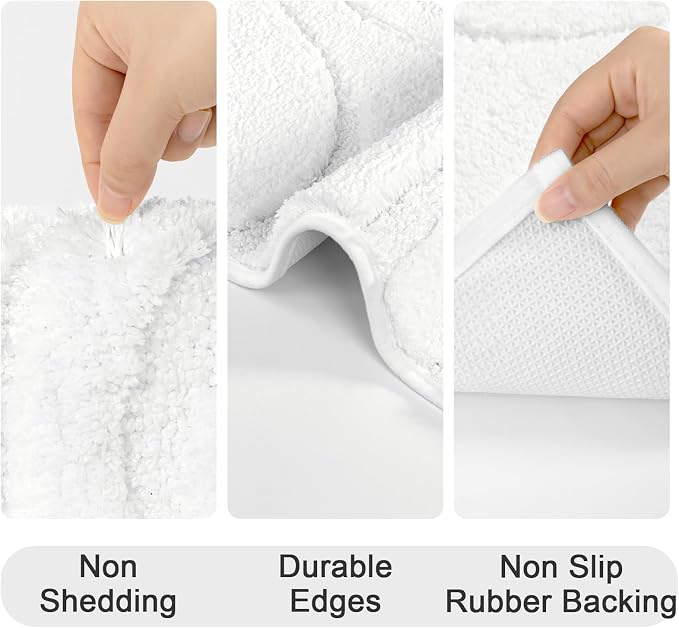 HEBE Bathroom Rugs Sets 5 Piece, Non Slip Washable Absorbent Bath Mat Set | Super Soft Plush Microfiber Bathroom Mats with Runner Set, Solid Bathmat with U-Shaped Toilet Rug Cover Set for Tub, Shower