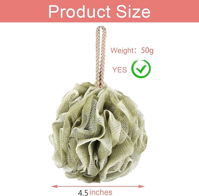 Loofah Sponge Pack of 8, Deep Cleansing Body Scrubber for Shower, Exfoliating Bath Sponge with Handle for Women and Men (001, 50g)