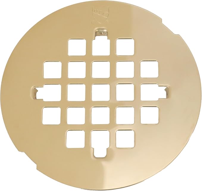 Westbrass 4-1/4" OD Casper Brass Snap-In Shower Strainer Grid, Polished Brass, D319-01