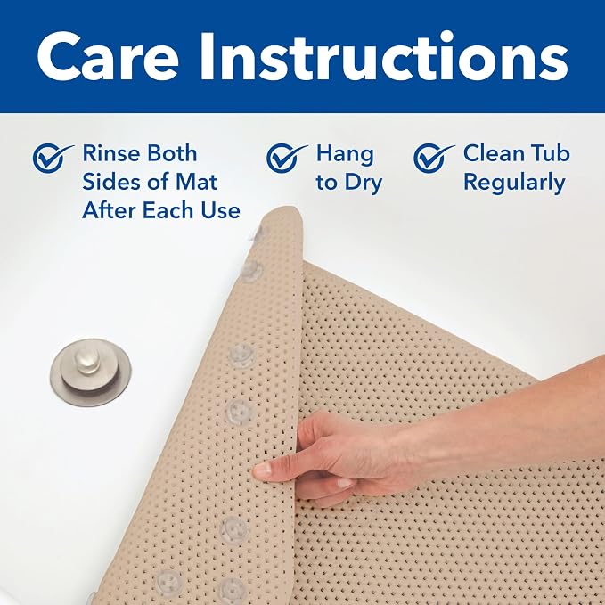 Duck Brand Clorox Cushioned Foam Bath Mat for Tubs, Non-Slip with Suction Cups, 17 Inches x 36 Inches, Taupe