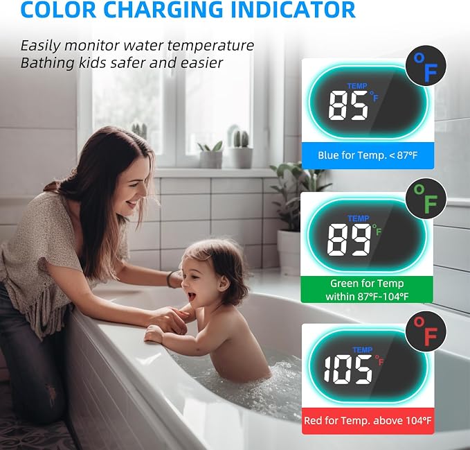 Hibbent Upgraded Metal Shower Head Holder with LED Display Shower Thermometer, Adjustable Shower Arm Mount for Handheld Shower Head, Universal Shower Head Bracket, Solid Brass Pivot Ball, Matte Black