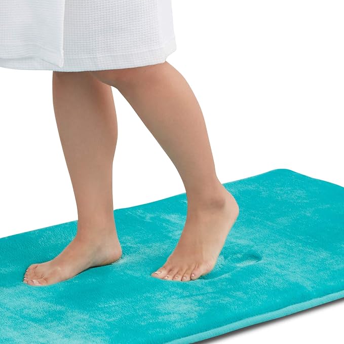 Memory Foam Bath Mat Non Slip Absorbent Super Cozy Velvet Bathroom Rug Carpet (60 inches X 24 inches, Teal)