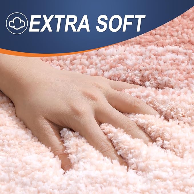 OLANLY Bathroom Runner Rug 70x20, Extra Soft Absorbent Microfiber Bath Rugs | Peach, Non-Slip Quick-Drying Rubber Backing, Machine Washable Long Bath Mat for Floor, Tub and Shower, Home Decor Accessories
