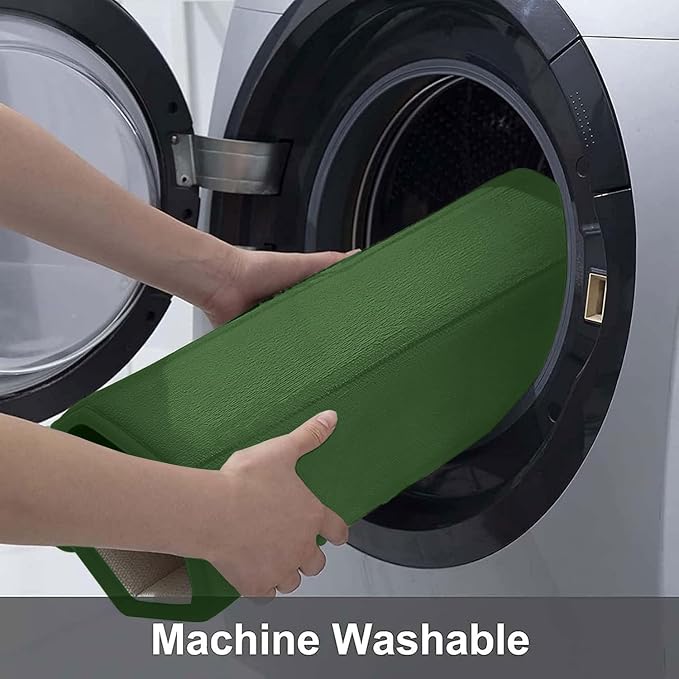 Buganda Memory Foam Bath Mat 47 x 24, Ultra Soft Absorbent Bathroom Rugs | Olive Green, Machine Washable Quick Dry Bath Mats for Bathroom Floor, Shower and Tub, Home Decor Accessories