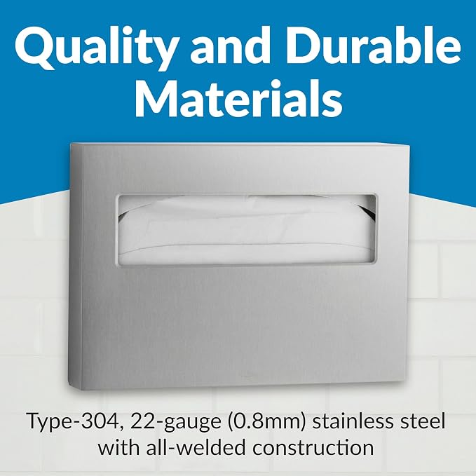 Bobrick 221 Stainless Steel Toilet Seat Cover Dispenser, 15 3/4 x 2 x 11, Satin Finish