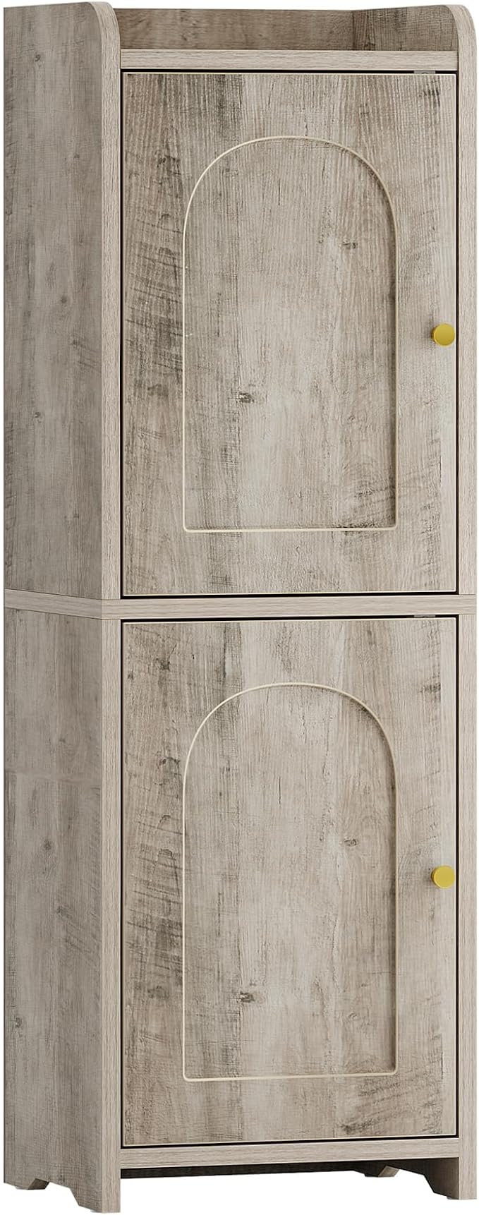 Hzuaneri Bathroom Storage Cabinet, Small Corner Floor Cabinet with 2 Doors and Adjustable Shelf, Narrow Toilet Paper Cabinets, Bathroom Organizer for Small Spaces, 7.9" D x 9.8" W x 29.5" H Greige