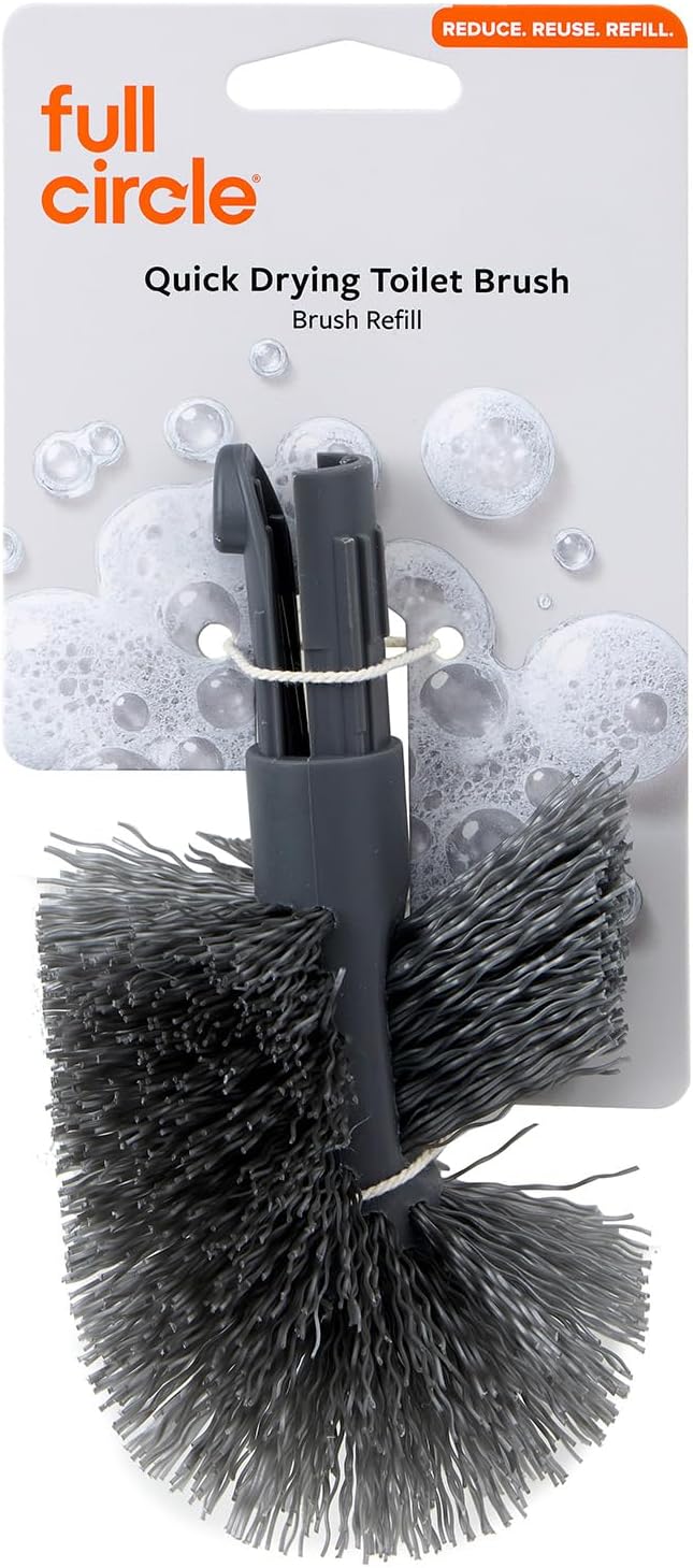 Full Circle Quick Drying Toilet Brush Refill – Replaceable Head for Deep Bowl Cleaning, Fits Quick Drying Toilet Brush, Plastic-Free Packaging