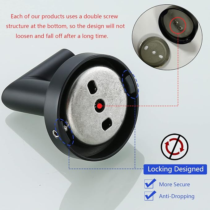 Towel Coat Hook Matte Black SUS304 Stainless Steel Bathroom Clothes Sponges Robe Hook Wall Mounted Round Kitchen Heavy Duty Hanger 2 Packs,96018-8MB.