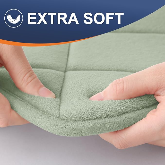 OLANLY Memory Foam Bath Mat 59x24, Ultra Soft and Absorbent Bathroom Rugs | Sage Green, Quick Dry, Machine Washable Shower Bath Rugs, Comfortable Bath Carpet for Bathroom Floor, Tub and Shower