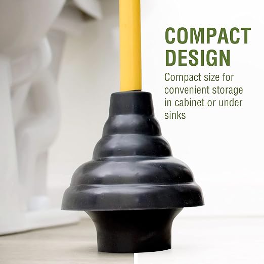 LDR 512 3410A Heavy Duty Drain Handle Double Thrust Rubber Force Cup Removes Clogs for Bathrooms, Kitchens, Baths, Showers, Powerful Commercial and Residential, 26.40"X5.35", Wood Flange Plunger