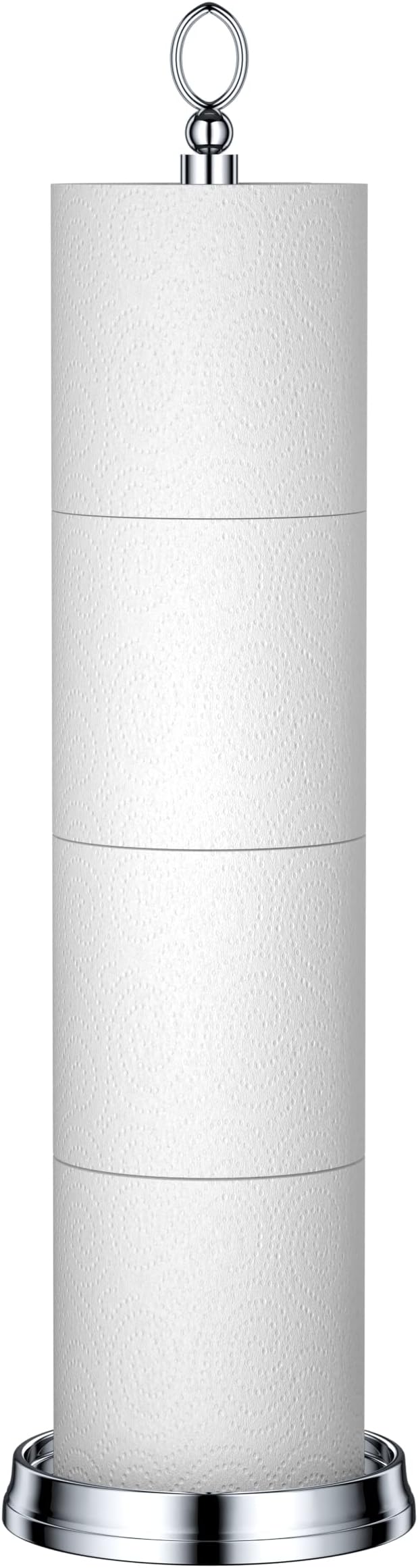 ROLABAM Heavy Weighted Toilet Paper Holder (with Reserve Function) Free Standing Toilet Paper Storage，Spare Toilet Paper Roll Holder Storage Stand for Bathroom Total Height 22.5" ，Chrome