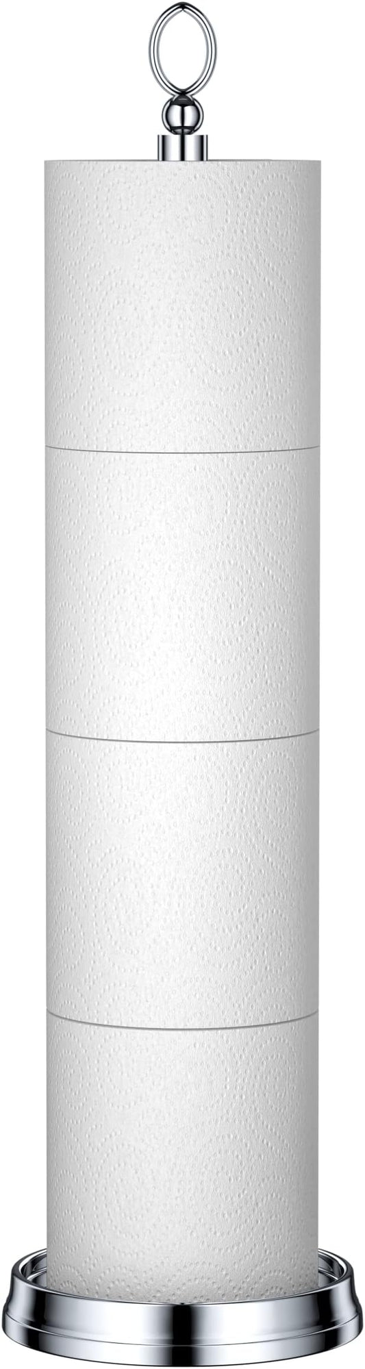 ROLABAM Heavy Weighted Toilet Paper Holder (with Reserve Function) Free Standing Toilet Paper Storage，Spare Toilet Paper Roll Holder Storage Stand for Bathroom Total Height 22.5" ，Chrome