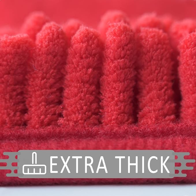 Bathroom Rugs Sets 2 Piece,Super Absorbent Soft,Thick,Machine Washable Chenille Bath Mat,Non Slip Toilet Floor Rug,Bath Mats for Bathroom,16x24 Plus 20x32 Shape,Red