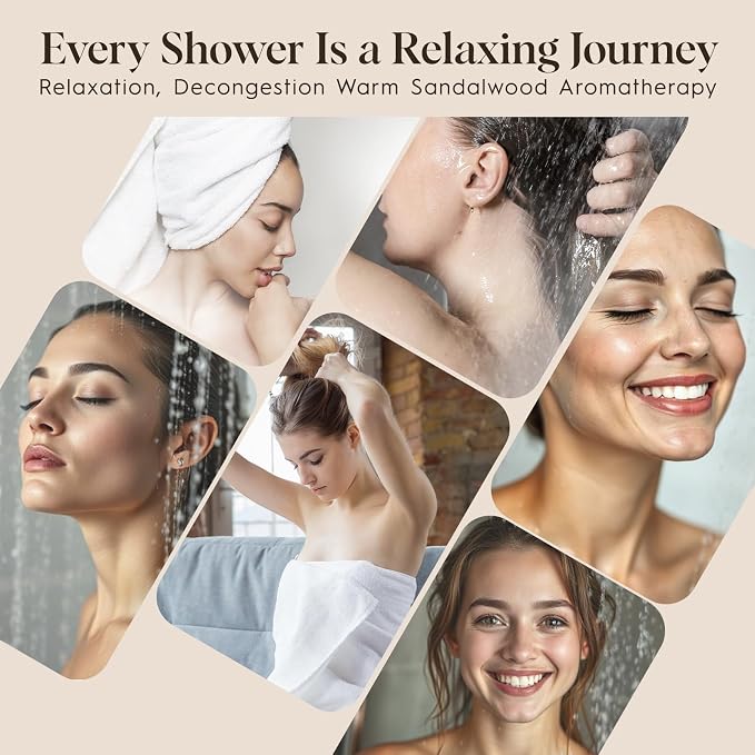 SWCANDY Sandalwood Shower Steamers 8 Pack, Home Spa Self Care | Warm woody aromatherapy with natural essential oils, unisex shower gift for women, men, wife & husband.