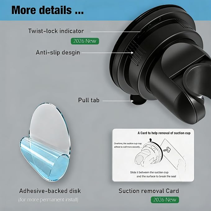 Hand held Showerhead Holder Wall Mounted with Suction Cup - Reusable- Wide Anlge Adustable Shower Hose Holder (Matte Black)