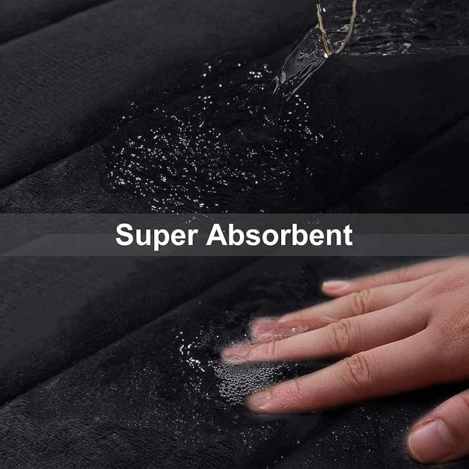 Buganda Memory Foam Bath Mat 40 x 32, Ultra Soft Absorbent Bathroom Rugs | Black, Machine Washable Quick Dry Bath Mats for Bathroom Floor, Shower and Tub, Home Decor Accessories