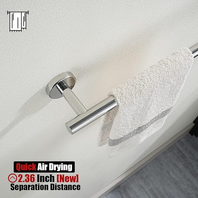 JQK Chrome Bath Towel Bar, 30 Inch 304 Stainless Steel Thicken 0.8mm Towel Rack Bathroom, Towel Holder Polished Finished Wall Mount, Useable Length 27 Inch, TB110L27-CH