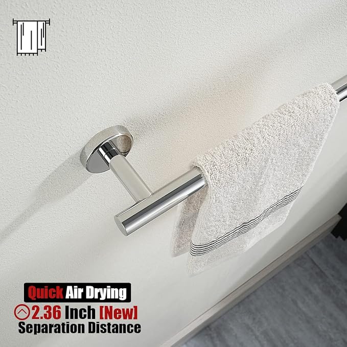 JQK Chrome Towel Bar, 20.5 Inch 304 Stainless Steel Thicken 0.8mm Towel Rack Bathroom, Towel Holder Polished Finished Wall Mount, Useable Length 18 Inch, TB110L18-CH