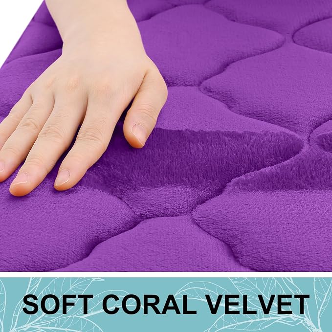 OLANLY Memory Foam Bath Mat Rug 47x24, Ultra Soft Bathroom Rugs, Purple | Thick Absorbent Carpet, Non-Slip Backing, Machine Washable, for Bathroom Floor, Tub, Shower and Home Decor Accessories