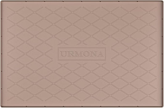 URMONA 34" x 19" Waterproof Silicone Mat in Multiple Sizes & Colors, Under Sink Mat for Kitchen & Bathroom, Pet Food Pad for Dogs & Cats, Kitchen Cabinet Liner, Multi-Purpose for Storage(Khaki)