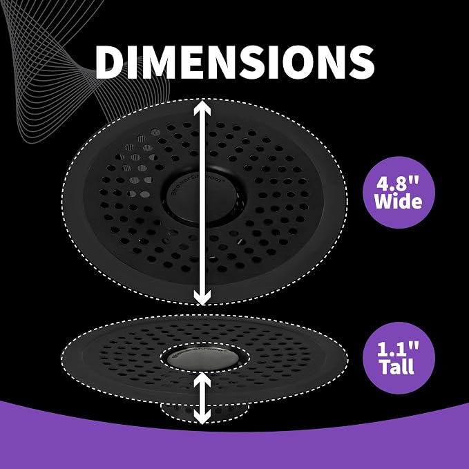 ShowerShroom Ultra Matte Black Hair Catcher, Stainless Steel Drain Protector, Fits All Shower Drains