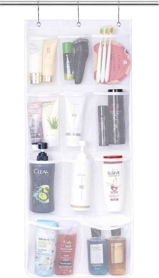 Lifewit Mesh Shower Caddy, 11 Pockets Hanging Bathroom Organizer, 1 Pack | 17" x 34", Attached 3 Hooks, Quick-Dry, Portable, Cruise Essentials, Idea for Toiletry, RVing, Travel, Camping