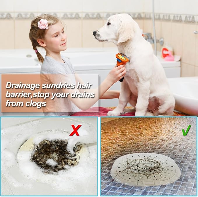Bovinde Hair Drain Catcher,Square Cover for Shower 2 PCS (Jet Black White) | Drainer Cover Silicone Hair Stopper with Suction Cups,Protector Accessories,Easy to Install Suit for Bathroom,Bathtub,Sink