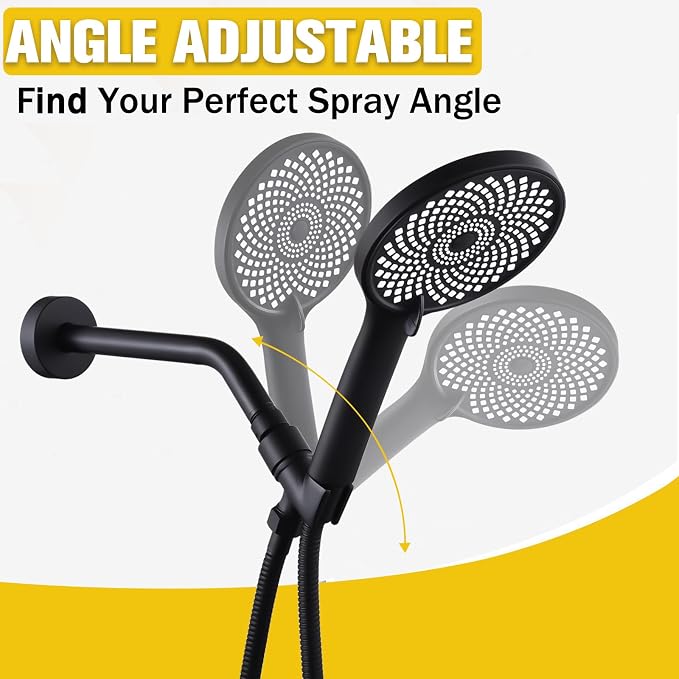 All Metal Handheld Shower Head Holder, Adjustable Wand Holder with Universal Arm Mount and Brass Pivot Ball