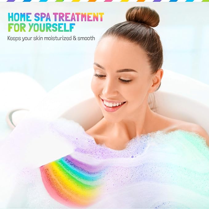 Bath Bombs for Kids, Natural Magic Rainbow BathBombs w/Organic Ingredients | Moisturizing Unicorn Bath Bombs w/Vibrant Colors & Rich Bubbles, Cloud Bath Bombs, Birthday Gifts for Kids, Girls, Boys
