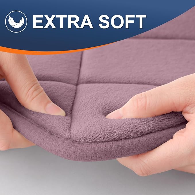 OLANLY Memory Foam Bath Mat 30x20, Ultra Soft and Absorbent Bathroom Rugs | Deep Plum, Quick Dry, Machine Washable Shower Bath Rugs, Comfortable Bath Carpet for Bathroom Floor, Tub and Shower