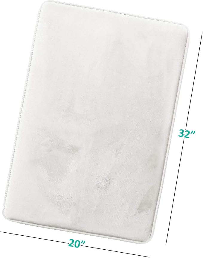 Clara Clark Bathroom Rugs, Velvet Memory Foam Bath Mat, Non-Slip, Machine Washable Bath Rugs - Dries Quickly, Ultra Soft Plush Bath Mats for Bathroom, 20 x 32, Solid White